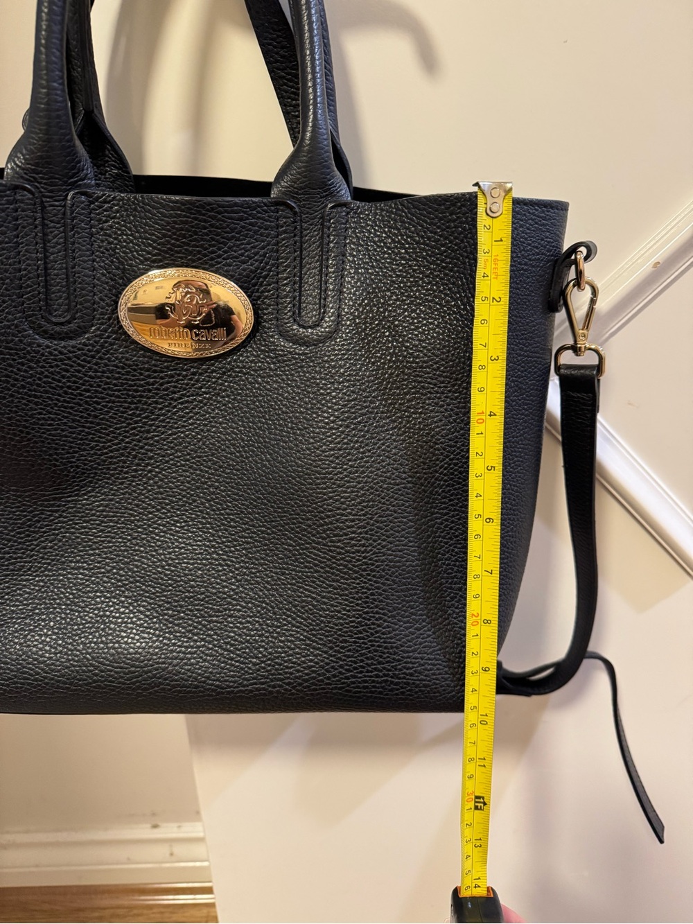 Roberto Cavalli Black Satchel with Gold Accent - Picture 5 of 7